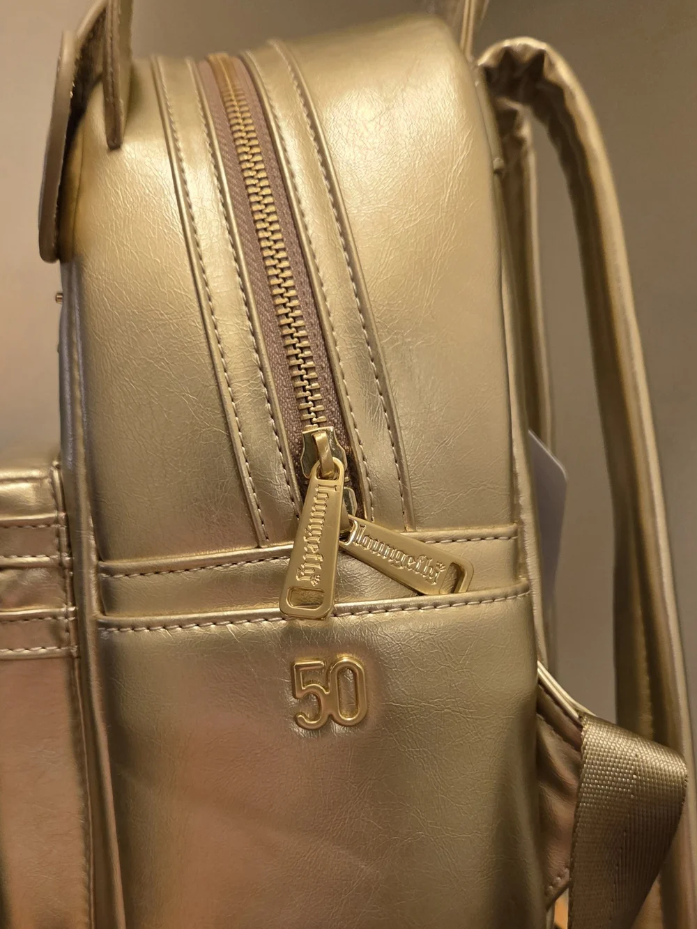 Loungefly 50th Anniversary Metallic Gold Hello Kitty Mini Backpack